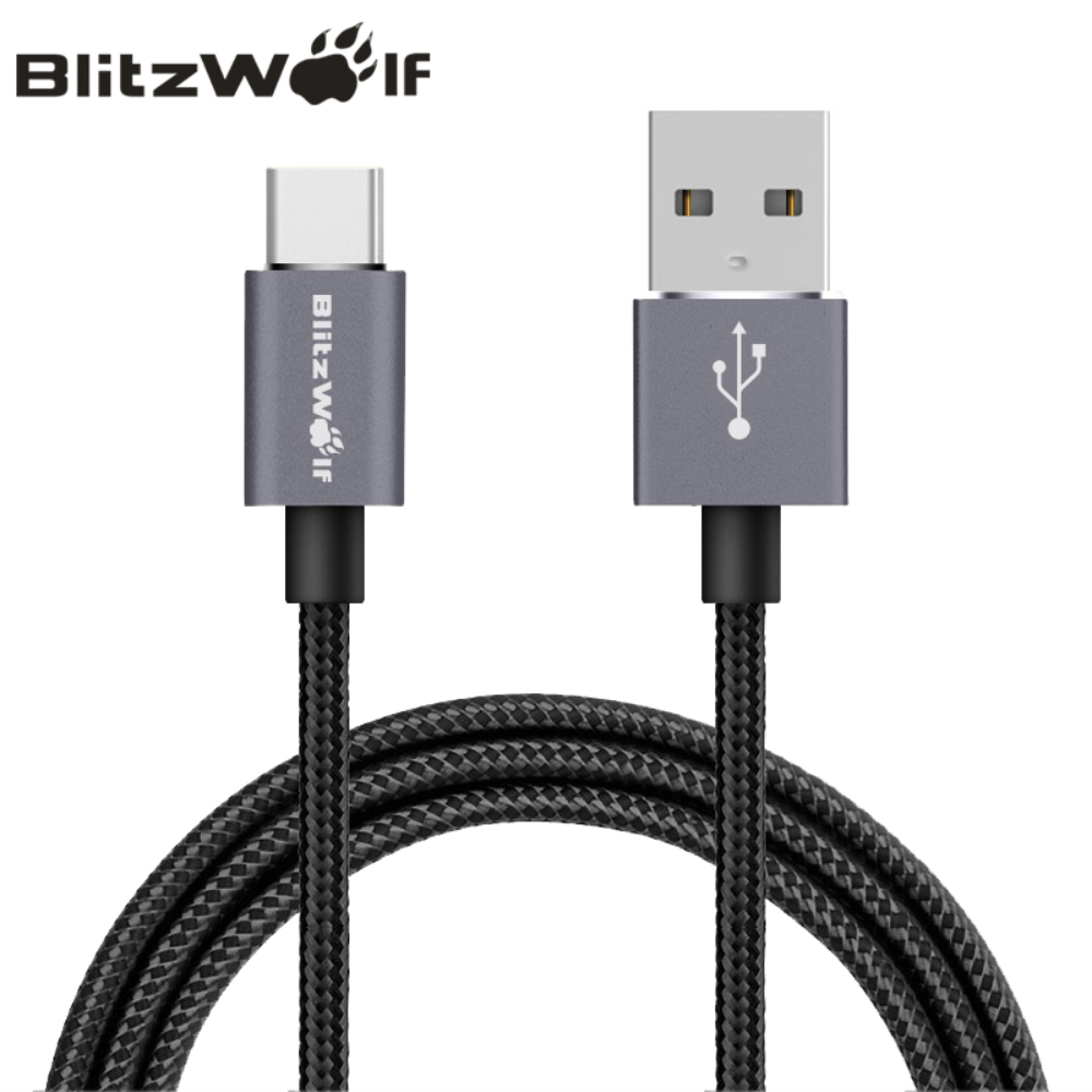 Cablu de incarcare negru Type C tip Quick Charge si Sync Blitzwolf 1m imagine