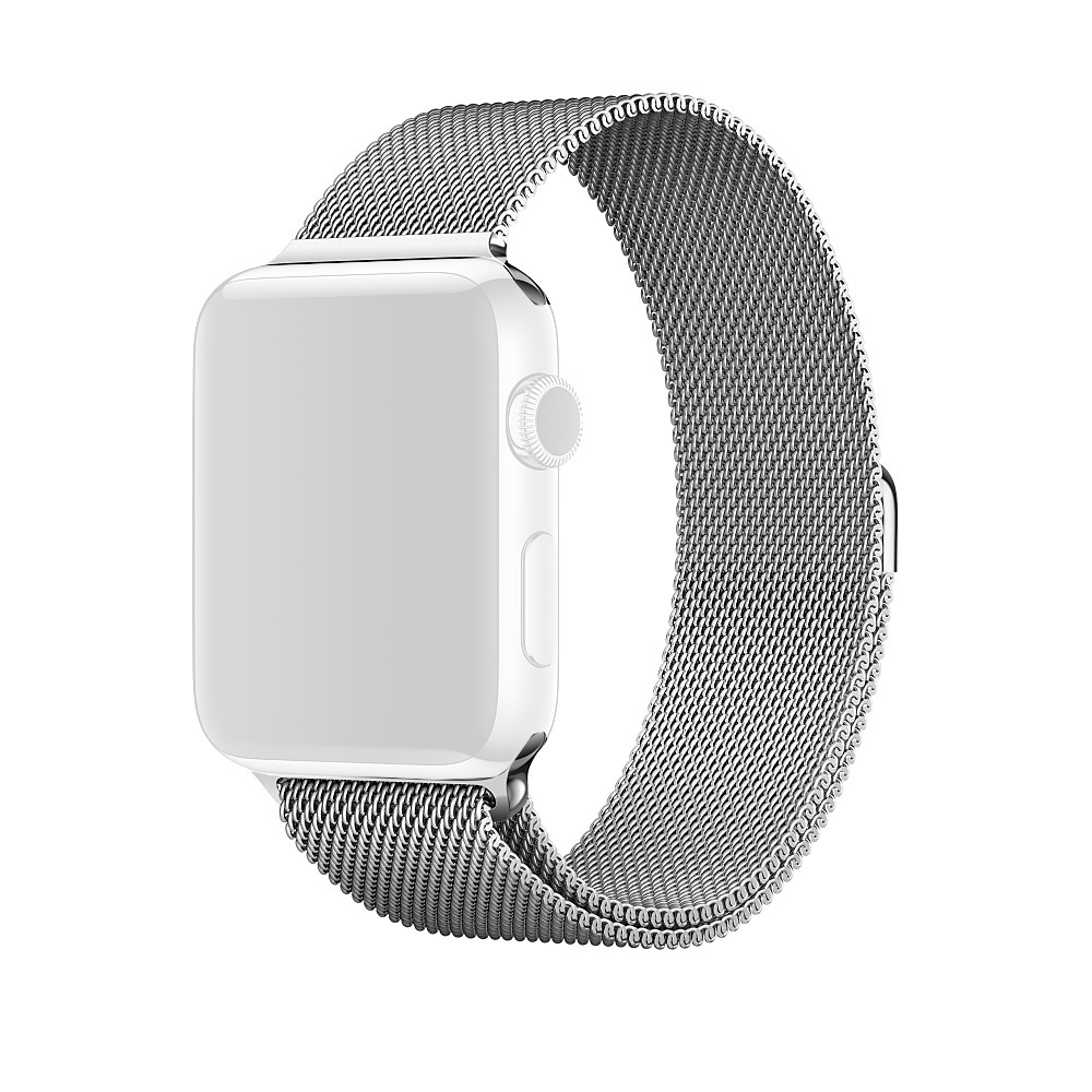 Curea Apple Watch 42mm Series 1,2,3,4 sau 5 de 44mm metalica argintie Milanese cu inchidere magnetica imagine