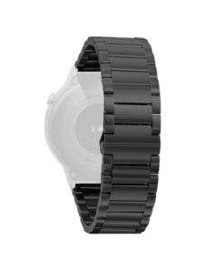 Curea metalica neagra pentru Huawei Watch W2 Sport / Samsung Gear S2 / Moto 2nd gen 42mm / Galaxy Watch 42mm cu prindere tip fluture